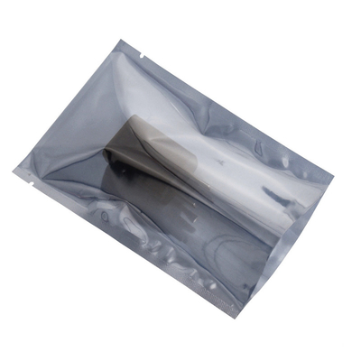 Aluminum Foil Spout Pocket Zipper Vacuum Open Top Zip Lock / Smell Proof Front Static Shielding Bags With Transparent Packaging Plastic Logo